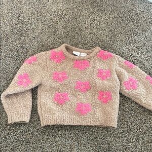 Zara Pink Floral Knit Sweater
